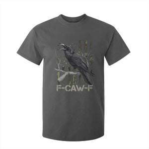 Funny Crow T Shirt For Kid F-Caw-F Raven Camo USA Flag Adult Humor TS10 Dark Heather Print Your Wear
