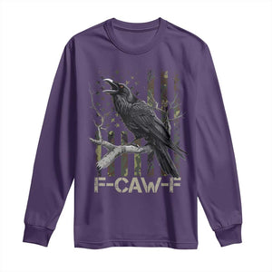 Funny Crow Long Sleeve Shirt F-Caw-F Raven Camo USA Flag Adult Humor TS10 Purple Print Your Wear