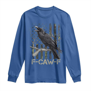 Funny Crow Long Sleeve Shirt F-Caw-F Raven Camo USA Flag Adult Humor TS10 Royal Blue Print Your Wear
