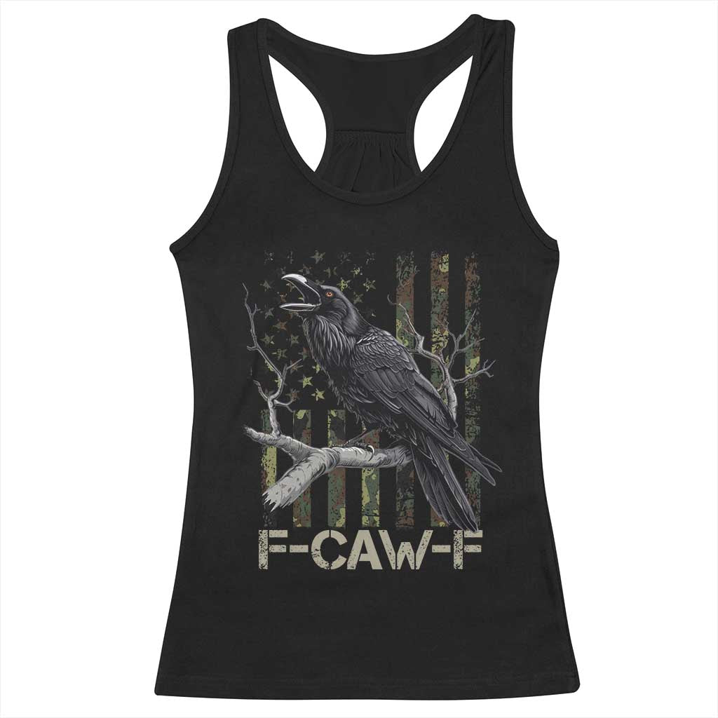 Funny Crow Racerback Tank Top F-Caw-F Raven Camo USA Flag Adult Humor TS10 Black Print Your Wear