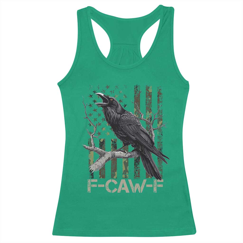 Funny Crow Racerback Tank Top F-Caw-F Raven Camo USA Flag Adult Humor TS10 Irish Green Print Your Wear