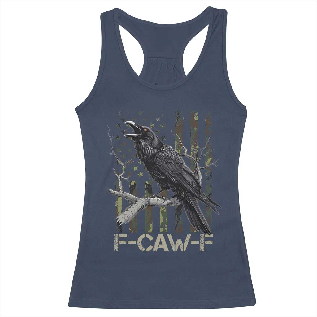 Funny Crow Racerback Tank Top F-Caw-F Raven Camo USA Flag Adult Humor TS10 Navy Print Your Wear