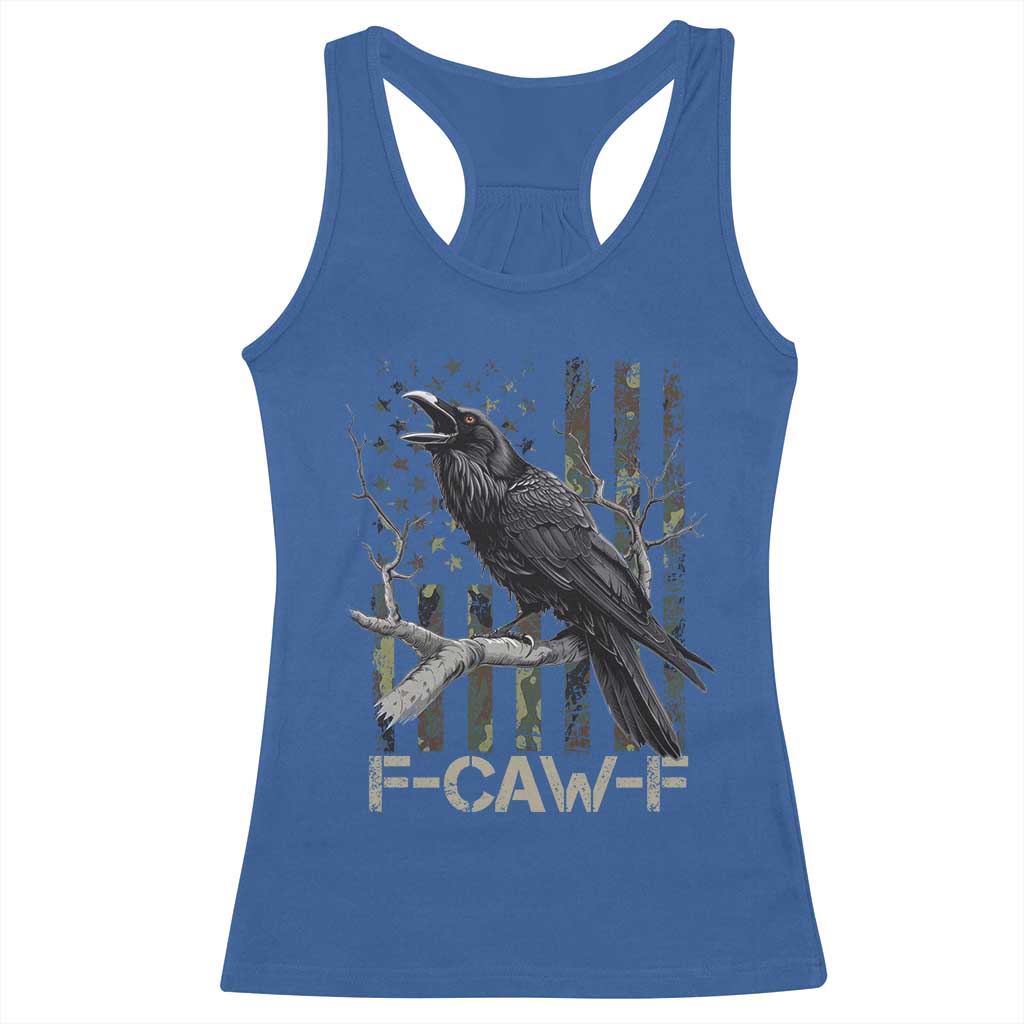 Funny Crow Racerback Tank Top F-Caw-F Raven Camo USA Flag Adult Humor TS10 Royal Blue Print Your Wear