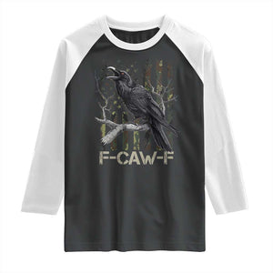 Funny Crow Raglan Shirt F-Caw-F Raven Camo USA Flag Adult Humor TS10 Black White Print Your Wear