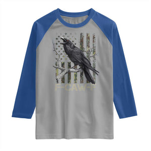 Funny Crow Raglan Shirt F-Caw-F Raven Camo USA Flag Adult Humor TS10 Sport Gray Royal Print Your Wear