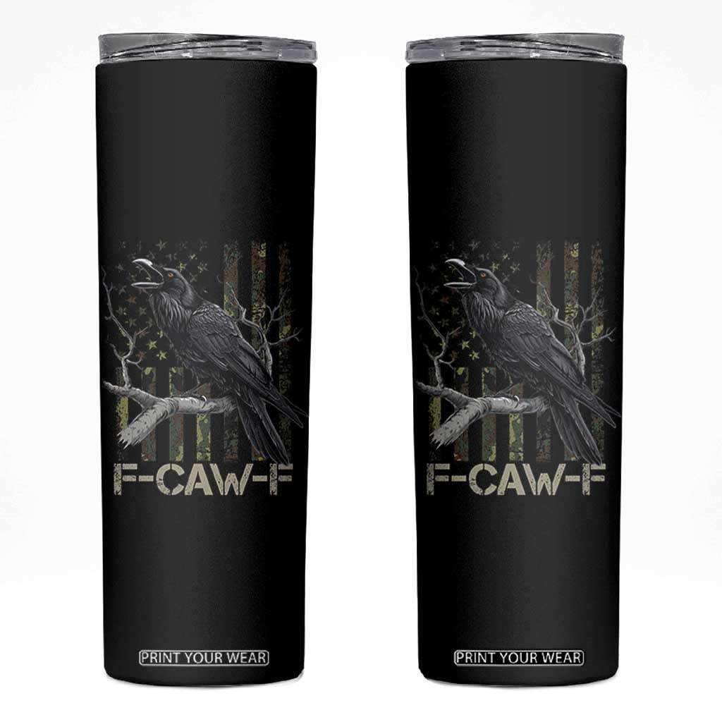 Funny Crow Skinny Tumbler F-Caw-F Raven Camo USA Flag Adult Humor TS10 Black Print Your Wear