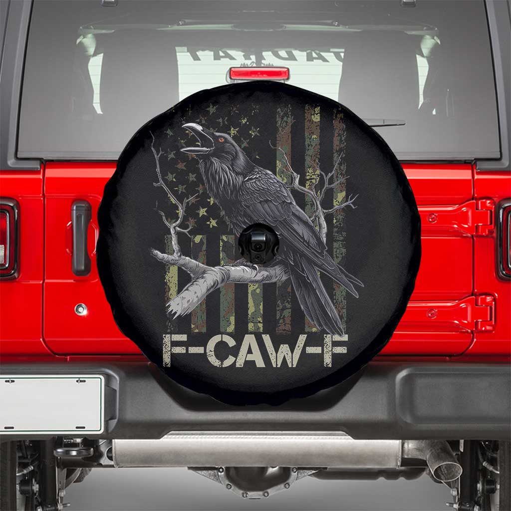 Funny Crow Spare Tire Cover F-Caw-F Raven Camo USA Flag Adult Humor TS10 Black Print Your Wear