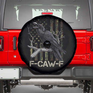 Funny Crow Spare Tire Cover F-Caw-F Raven Camo USA Flag Adult Humor TS10 Black Print Your Wear