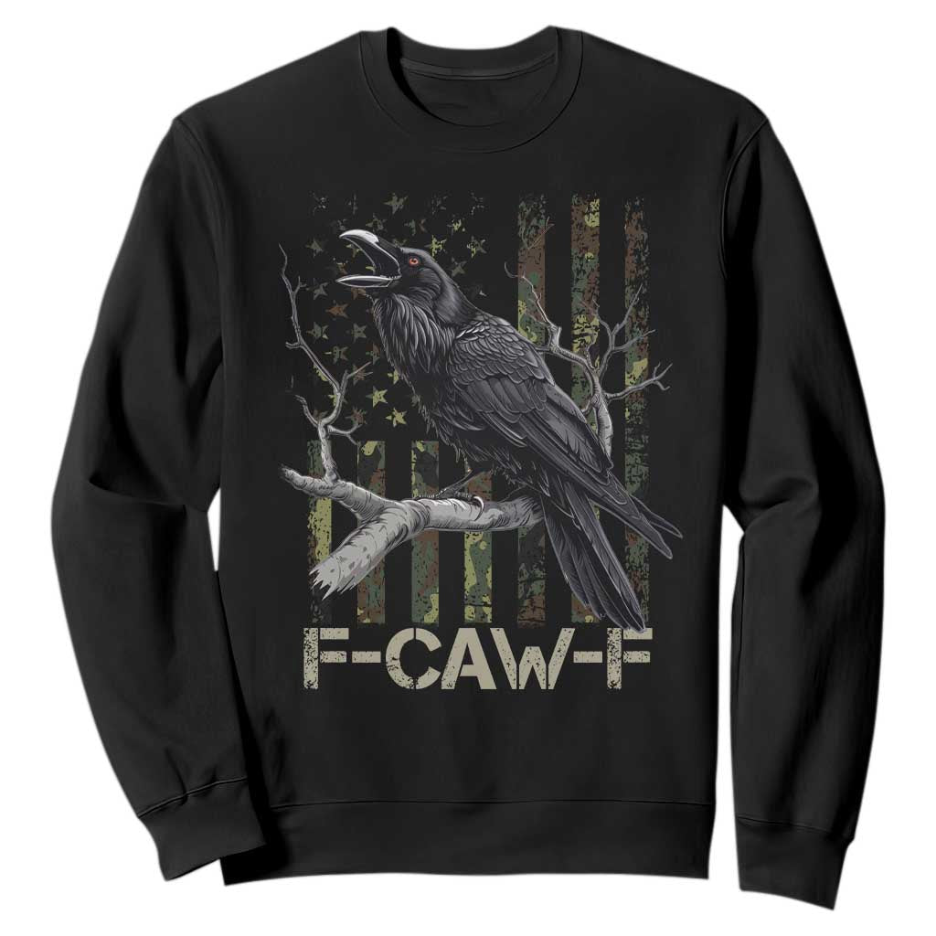 Funny Crow Sweatshirt F-Caw-F Raven Camo USA Flag Adult Humor TS10 Black Print Your Wear