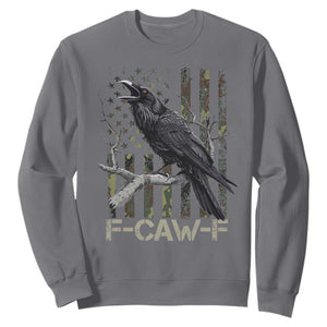 Funny Crow Sweatshirt F-Caw-F Raven Camo USA Flag Adult Humor TS10 Charcoal Print Your Wear