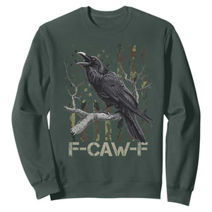 Funny Crow Sweatshirt F-Caw-F Raven Camo USA Flag Adult Humor TS10 Dark Forest Green Print Your Wear