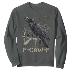 Funny Crow Sweatshirt F-Caw-F Raven Camo USA Flag Adult Humor TS10 Dark Heather Print Your Wear