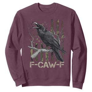 Funny Crow Sweatshirt F-Caw-F Raven Camo USA Flag Adult Humor TS10 Maroon Print Your Wear
