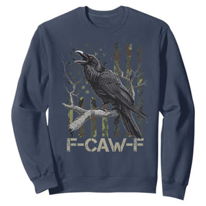 Funny Crow Sweatshirt F-Caw-F Raven Camo USA Flag Adult Humor TS10 Navy Print Your Wear