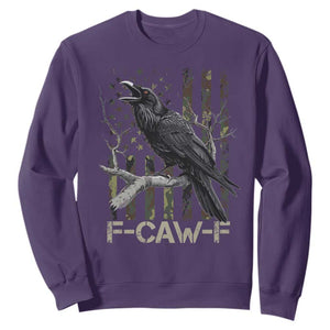 Funny Crow Sweatshirt F-Caw-F Raven Camo USA Flag Adult Humor TS10 Purple Print Your Wear