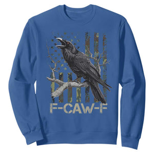 Funny Crow Sweatshirt F-Caw-F Raven Camo USA Flag Adult Humor TS10 Royal Blue Print Your Wear