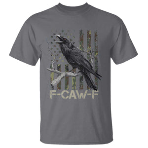 Funny Crow T Shirt - F-Caw-F Raven Camo USA Flag Adult Humor Tee TS10 Charcoal Print Your Wear