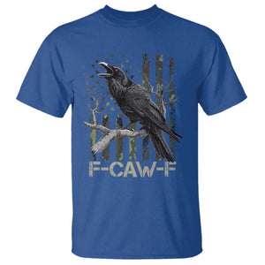Funny Crow T Shirt - F-Caw-F Raven Camo USA Flag Adult Humor Tee TS10 Royal Blue Print Your Wear