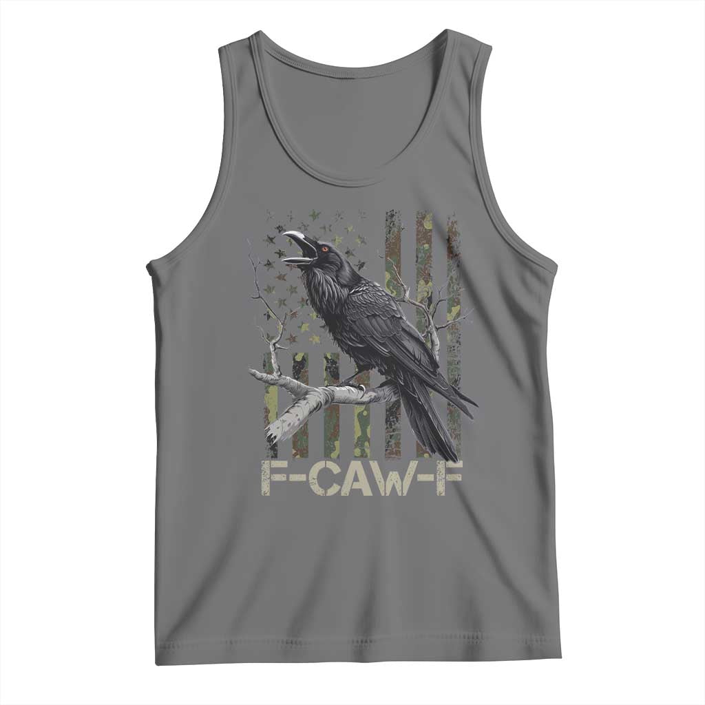 Funny Crow Tank Top F-Caw-F Raven Camo USA Flag Adult Humor TS10 Black Heather Print Your Wear