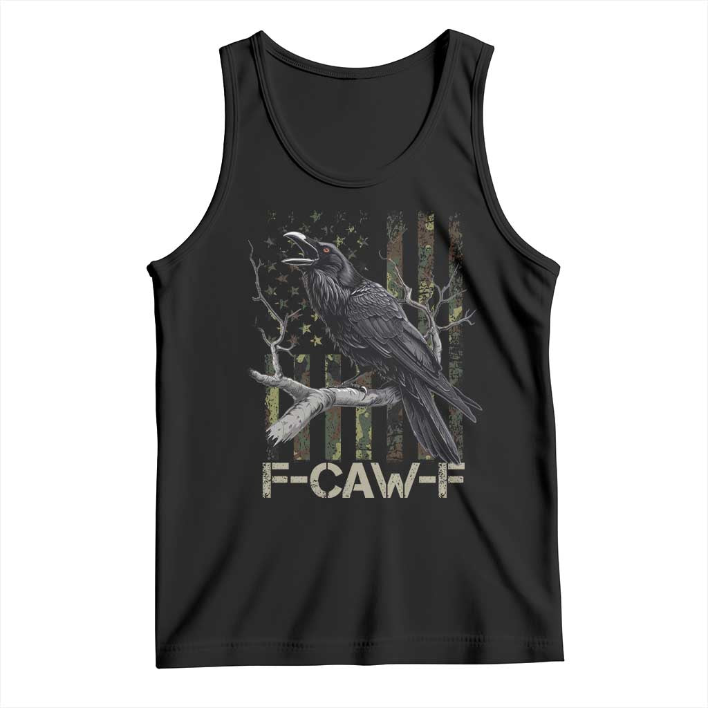 Funny Crow Tank Top F-Caw-F Raven Camo USA Flag Adult Humor TS10 Black Print Your Wear