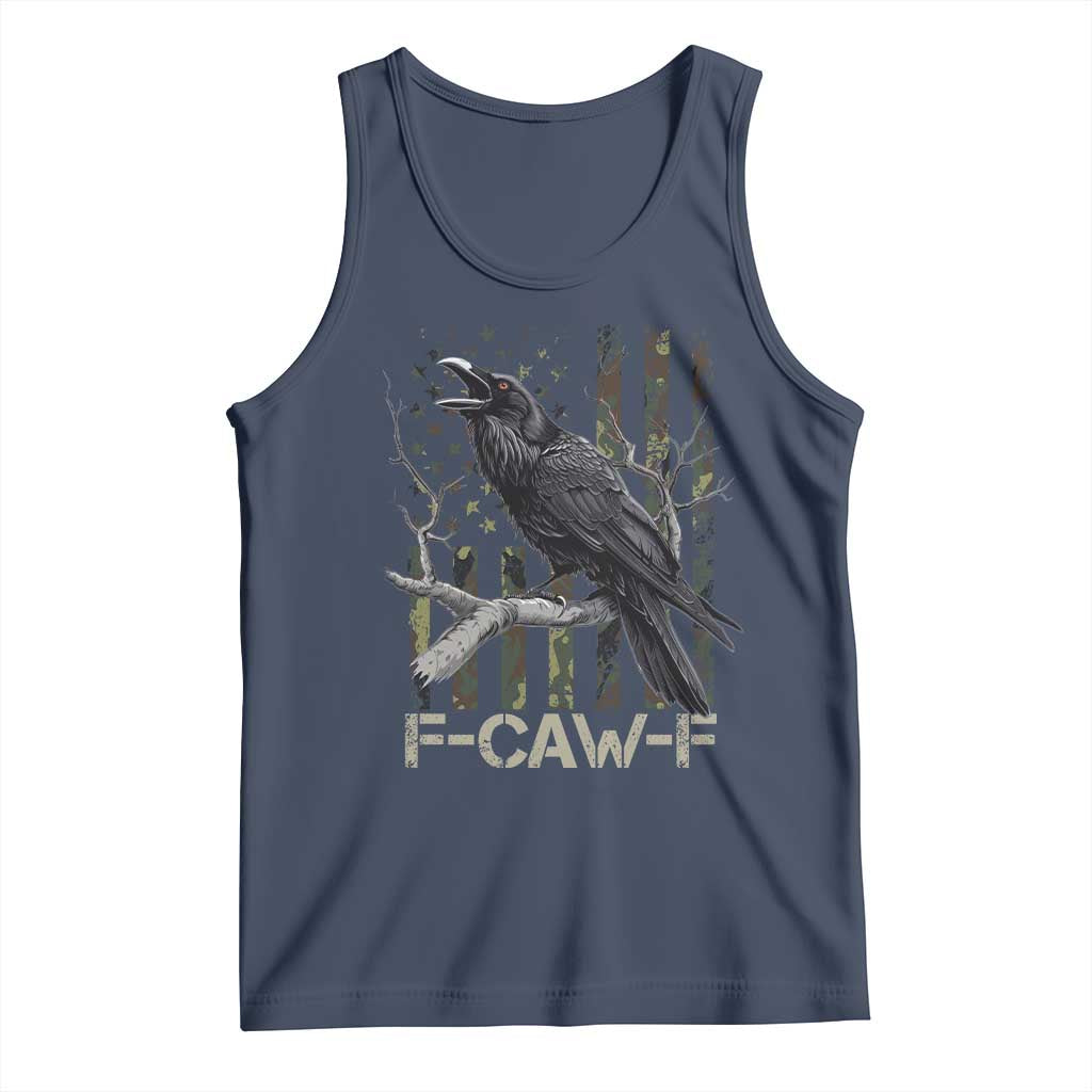 Funny Crow Tank Top F-Caw-F Raven Camo USA Flag Adult Humor TS10 Navy Print Your Wear