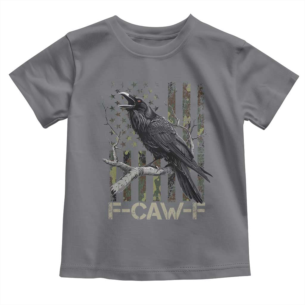Funny Crow Toddler T Shirt F-Caw-F Raven Camo USA Flag Adult Humor TS10 Charcoal Print Your Wear