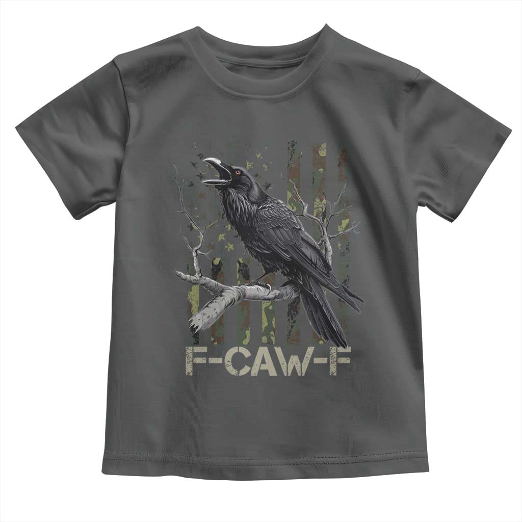 Funny Crow Toddler T Shirt F-Caw-F Raven Camo USA Flag Adult Humor TS10 Dark Heather Print Your Wear