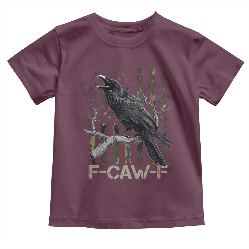 Funny Crow Toddler T Shirt F-Caw-F Raven Camo USA Flag Adult Humor TS10 Maroon Print Your Wear