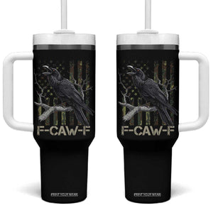 Funny Crow Tumbler With Handle F-Caw-F Raven Camo USA Flag Adult Humor TS10 One Size: 40 oz Black Print Your Wear