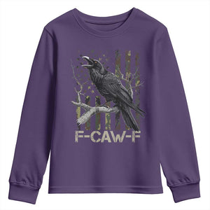 Funny Crow Youth Sweatshirt F-Caw-F Raven Camo USA Flag Adult Humor TS10 Purple Print Your Wear