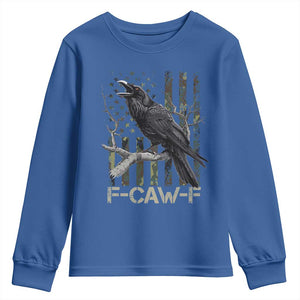 Funny Crow Youth Sweatshirt F-Caw-F Raven Camo USA Flag Adult Humor TS10 Royal Blue Print Your Wear