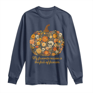 My Favorite Season is the Fall of Fascism Long Sleeve Shirt Social Justice Halloween Activist TS10 Navy Print Your Wear