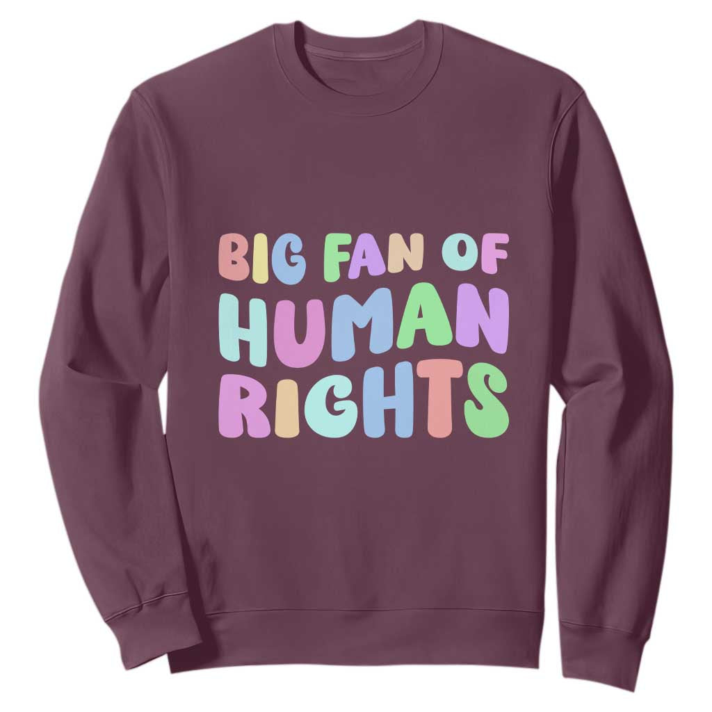 Big Fan Of Human Rights Sweatshirt Social Justice Equality Activist TS10 Maroon Print Your Wear