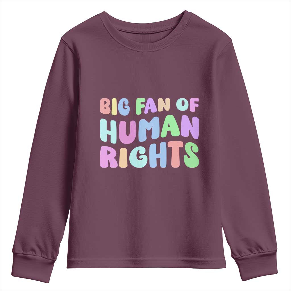 Big Fan Of Human Rights Youth Sweatshirt Social Justice Equality Activist TS10 Maroon Print Your Wear