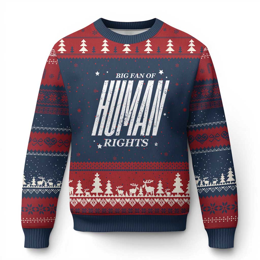 Big Fan Of Human Rights Ugly Christmas Sweater Equality Activist TS10 Navy Red Print Your Wear