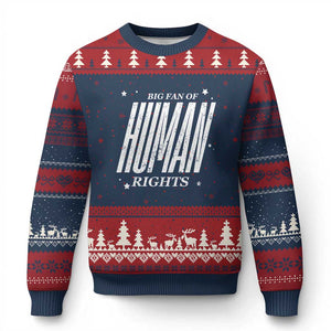 Big Fan Of Human Rights Ugly Christmas Sweater Equality Activist TS10 Navy Red Print Your Wear