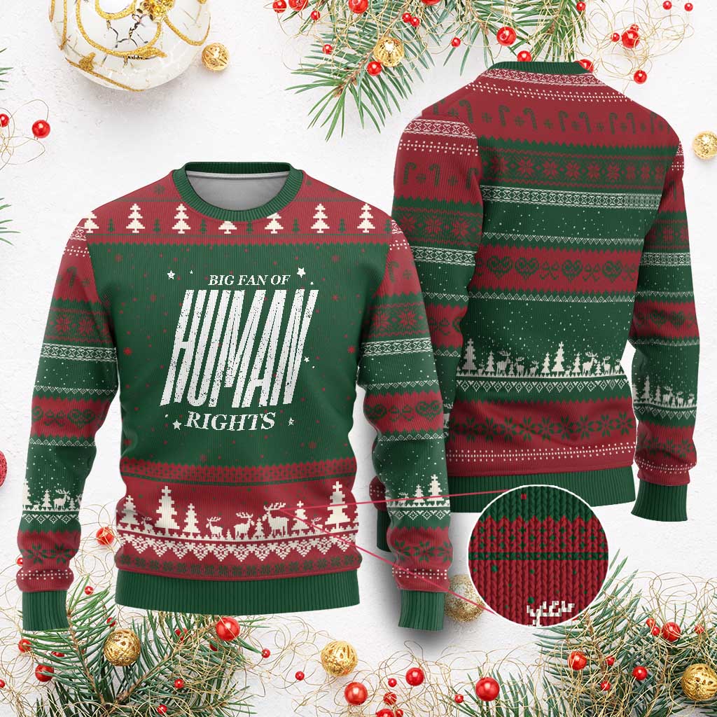 Big Fan Of Human Rights Ugly Christmas Sweater Equality Activist TS10 Red Green Print Your Wear