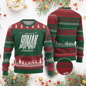 Big Fan Of Human Rights Ugly Christmas Sweater Equality Activist TS10 Red Green Print Your Wear