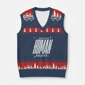 Big Fan Of Human Rights V-Neck Knit Sweater Vest Equality Activist TS10 Navy Red Print Your Wear