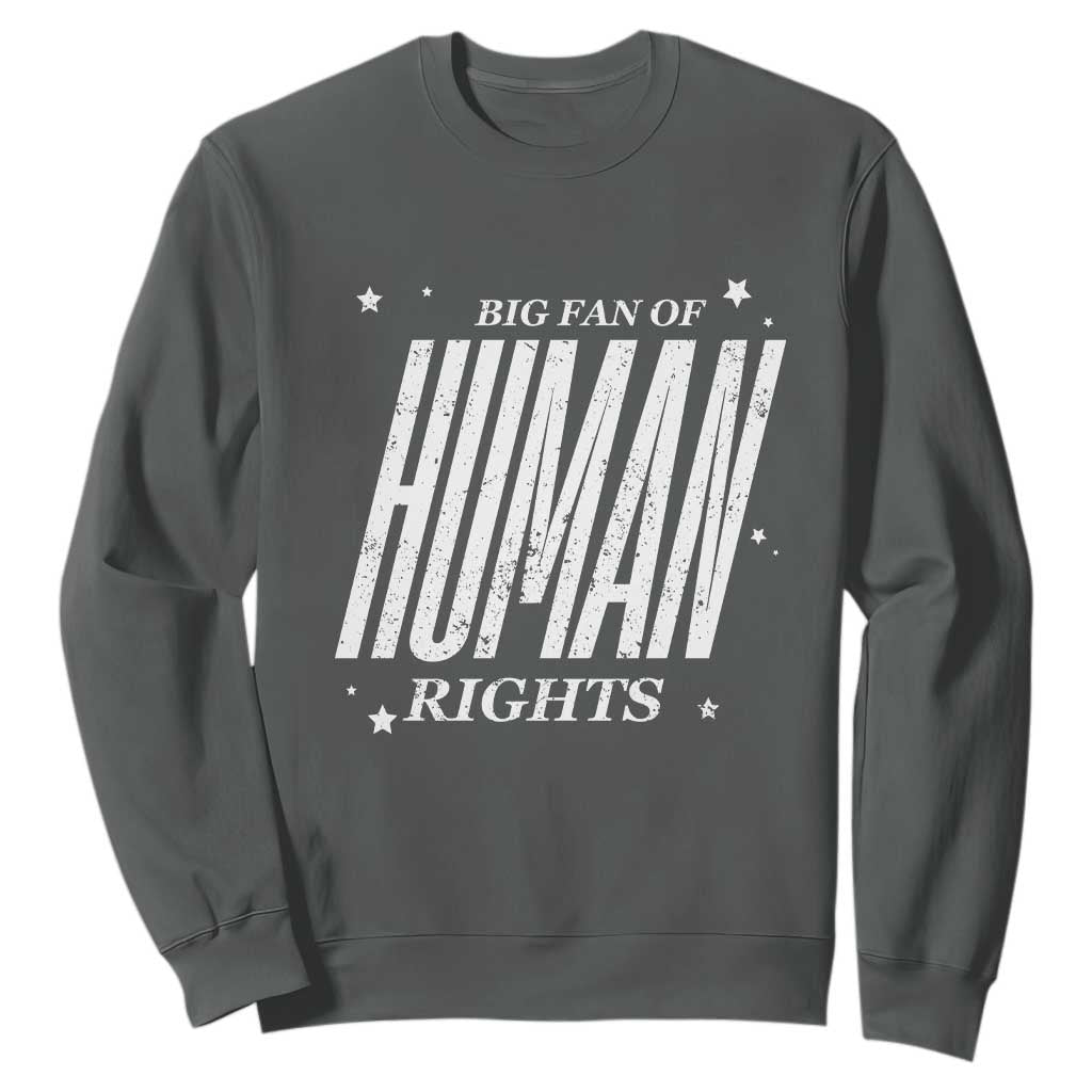 Big Fan Of Human Rights Sweatshirt Equality Activist TS10 Dark Heather Print Your Wear