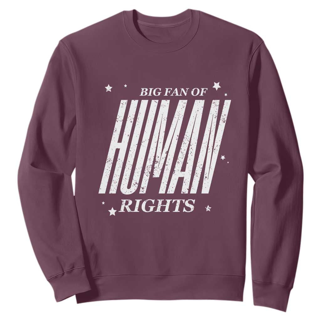 Big Fan Of Human Rights Sweatshirt Equality Activist TS10 Maroon Print Your Wear