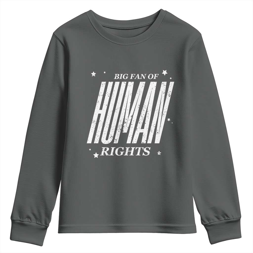 Big Fan Of Human Rights Youth Sweatshirt Equality Activist TS10 Dark Heather Print Your Wear
