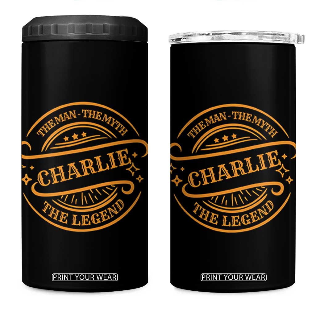 Charlie Kirk Memorial 4 in 1 Can Cooler Tumbler Vintage The Man The Myth The Legend TS10 One Size: 16 oz Black Print Your Wear