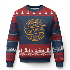 Charlie Kirk Memorial Ugly Christmas Sweater Vintage The Man The Myth The Legend TS10 Navy Red Print Your Wear