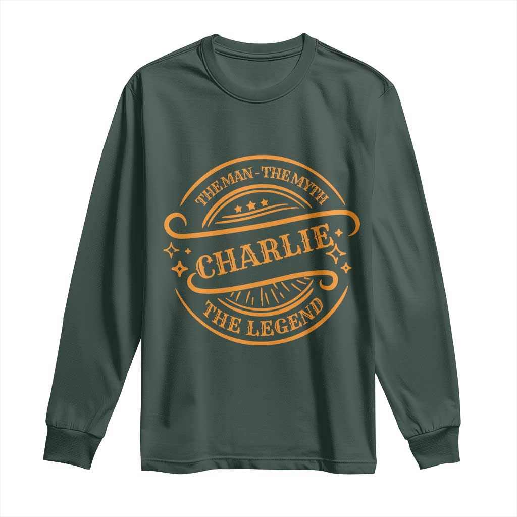 Charlie Kirk Memorial Long Sleeve Shirt Vintage The Man The Myth The Legend TS10 Dark Forest Green Print Your Wear