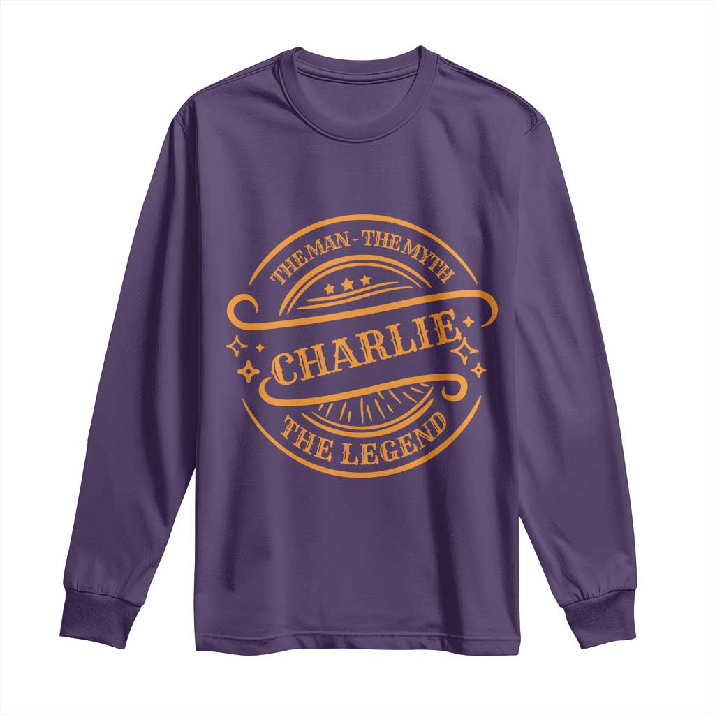 Charlie Kirk Memorial Long Sleeve Shirt Vintage The Man The Myth The Legend TS10 Purple Print Your Wear