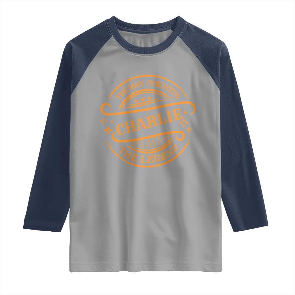Charlie Kirk Memorial Raglan Shirt Vintage The Man The Myth The Legend TS10 Sport Gray Navy Print Your Wear