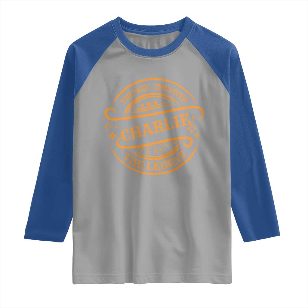 Charlie Kirk Memorial Raglan Shirt Vintage The Man The Myth The Legend TS10 Sport Gray Royal Print Your Wear
