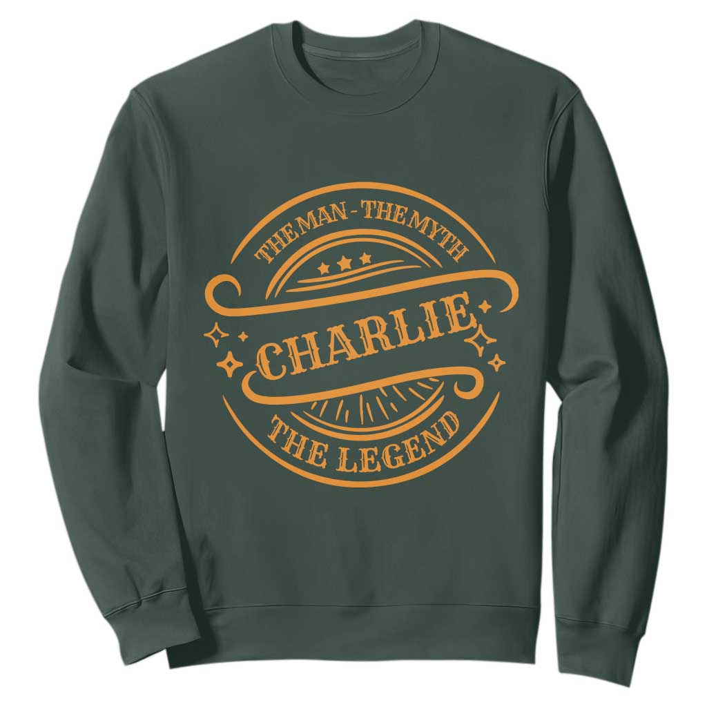 Charlie Kirk Memorial Sweatshirt Vintage The Man The Myth The Legend TS10 Dark Forest Green Print Your Wear