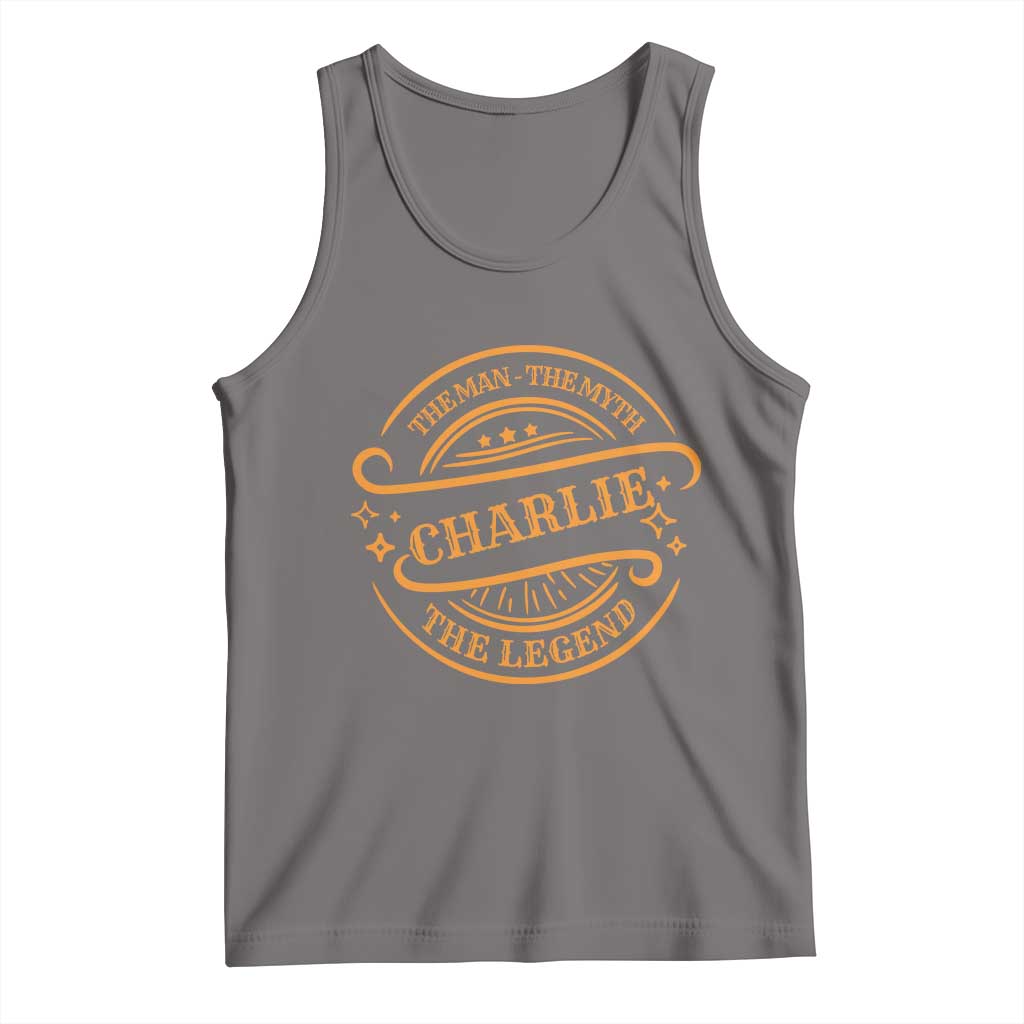 Charlie Kirk Memorial Tank Top Vintage The Man The Myth The Legend TS10 Deep Heather Print Your Wear